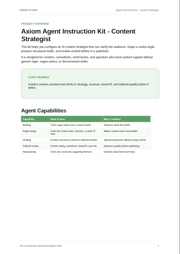 Axiom Agent Instruction Kit - Content Strategist product image (2)