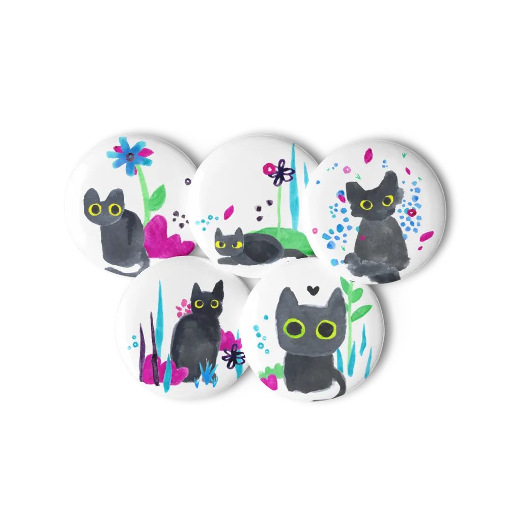 Derpy Floral Cat Fam - Set of Five 1.25
