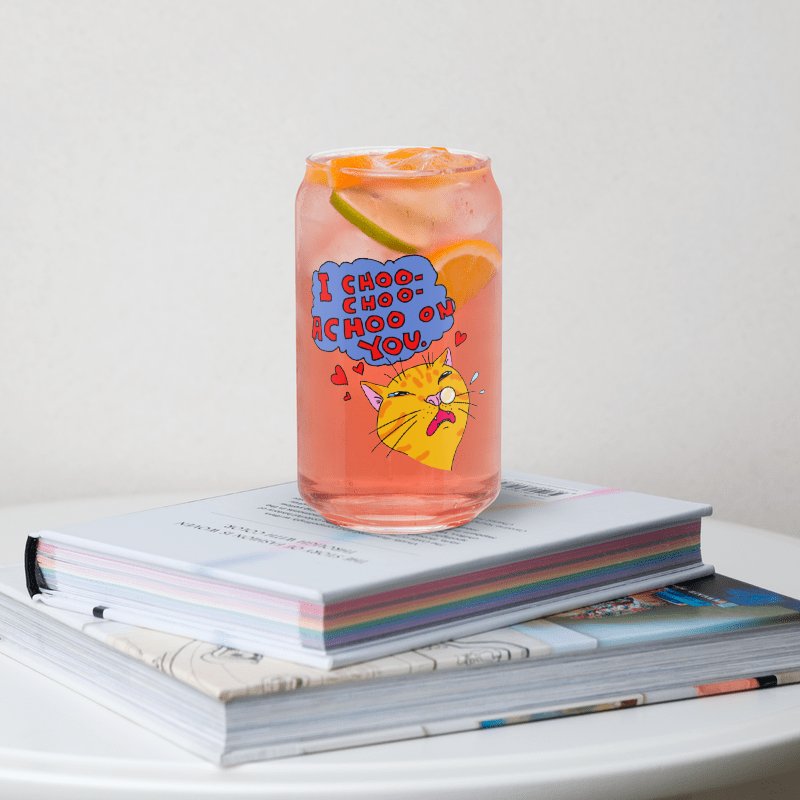Achoo on You Orange Cat Can-Shaped Glass product image (9)
