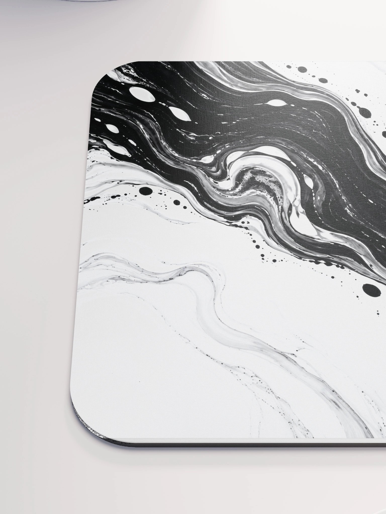 Monochrome Current — Black & White Marble Mouse Pad product image (6)