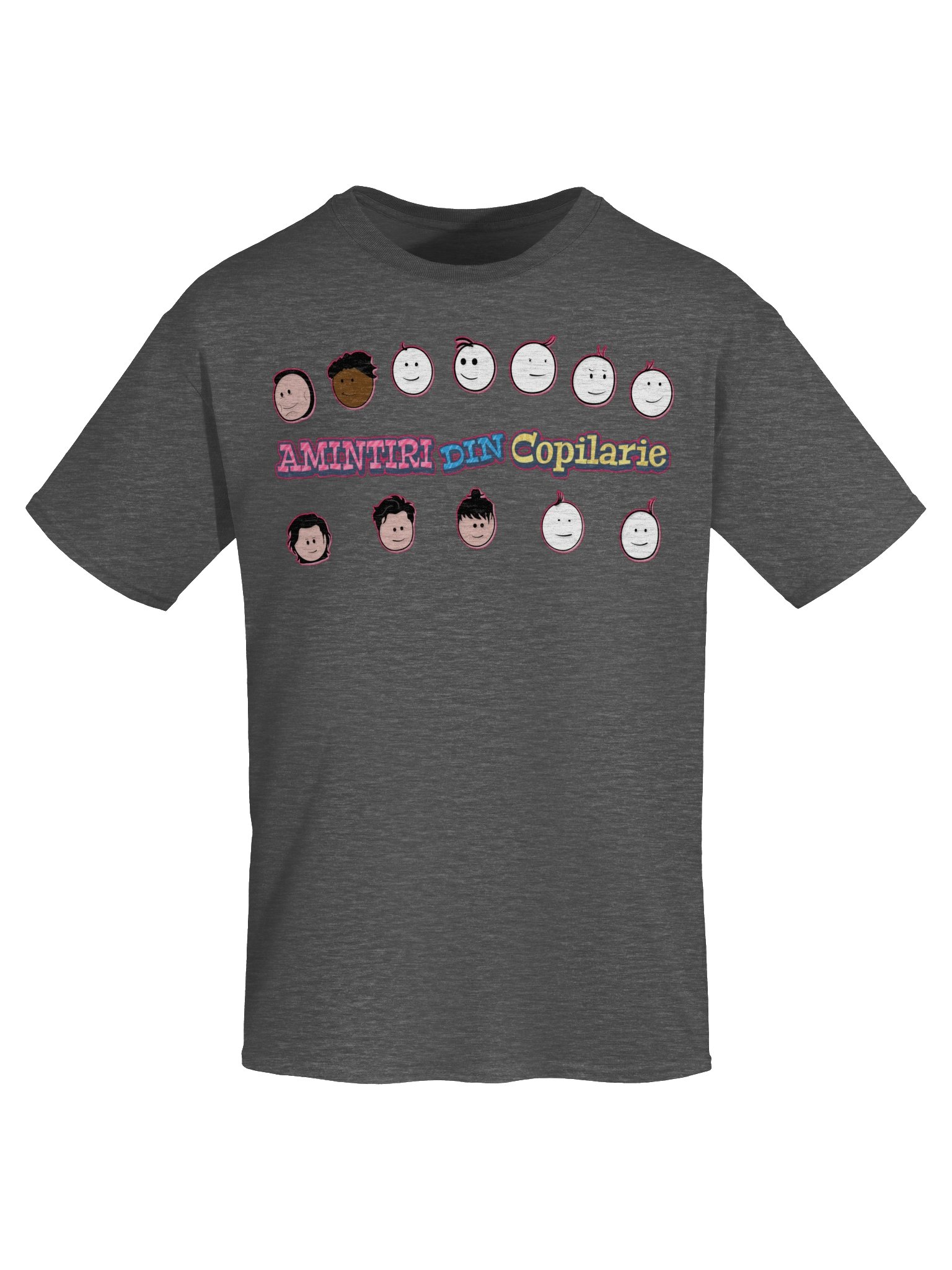 👕 Tricou Gri Grafit Melanj Damă „Amintiri Din Copilărie” – Personajele product image (5)