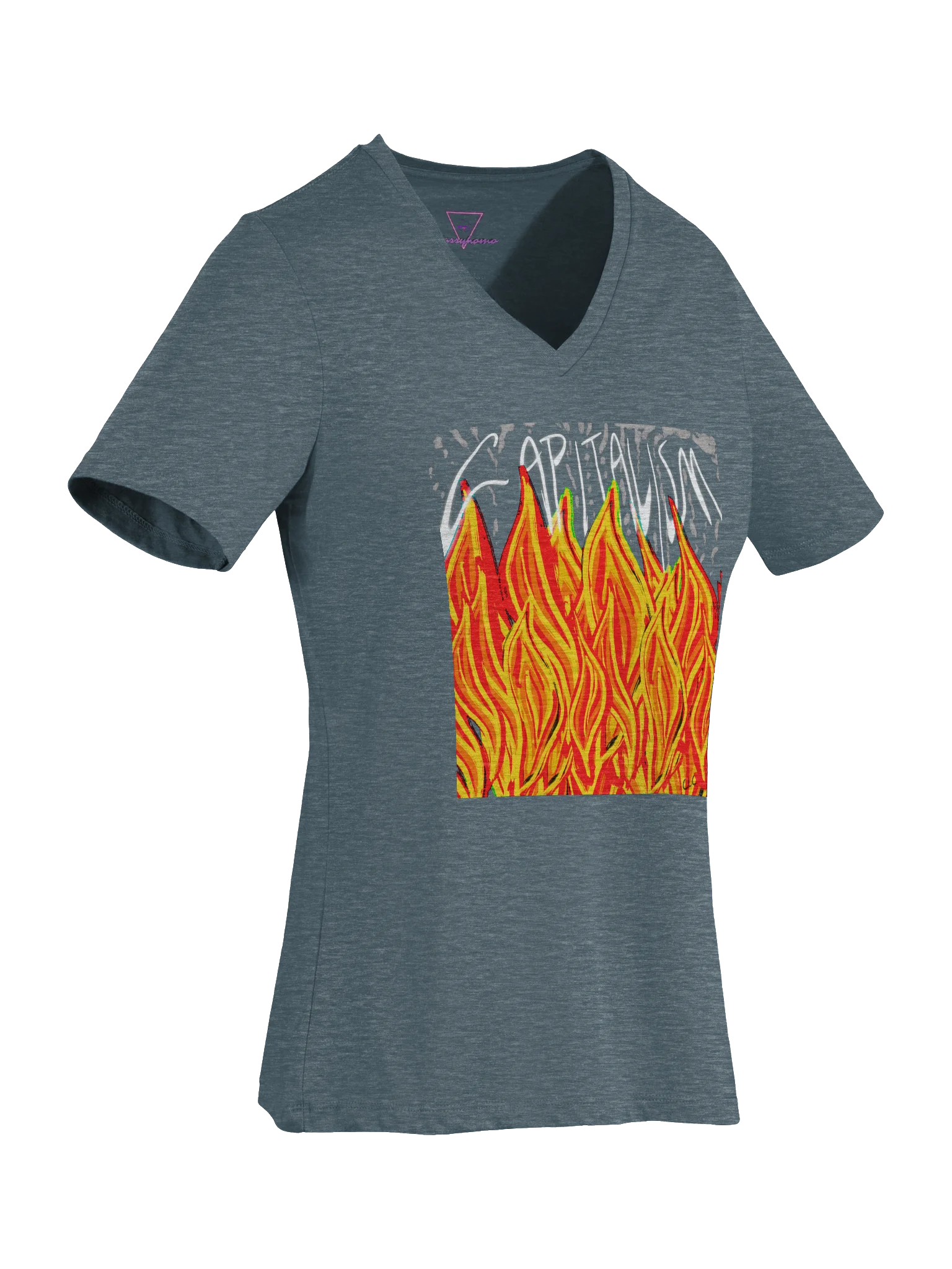Burn Capitalism Down vneck tee product image (7)