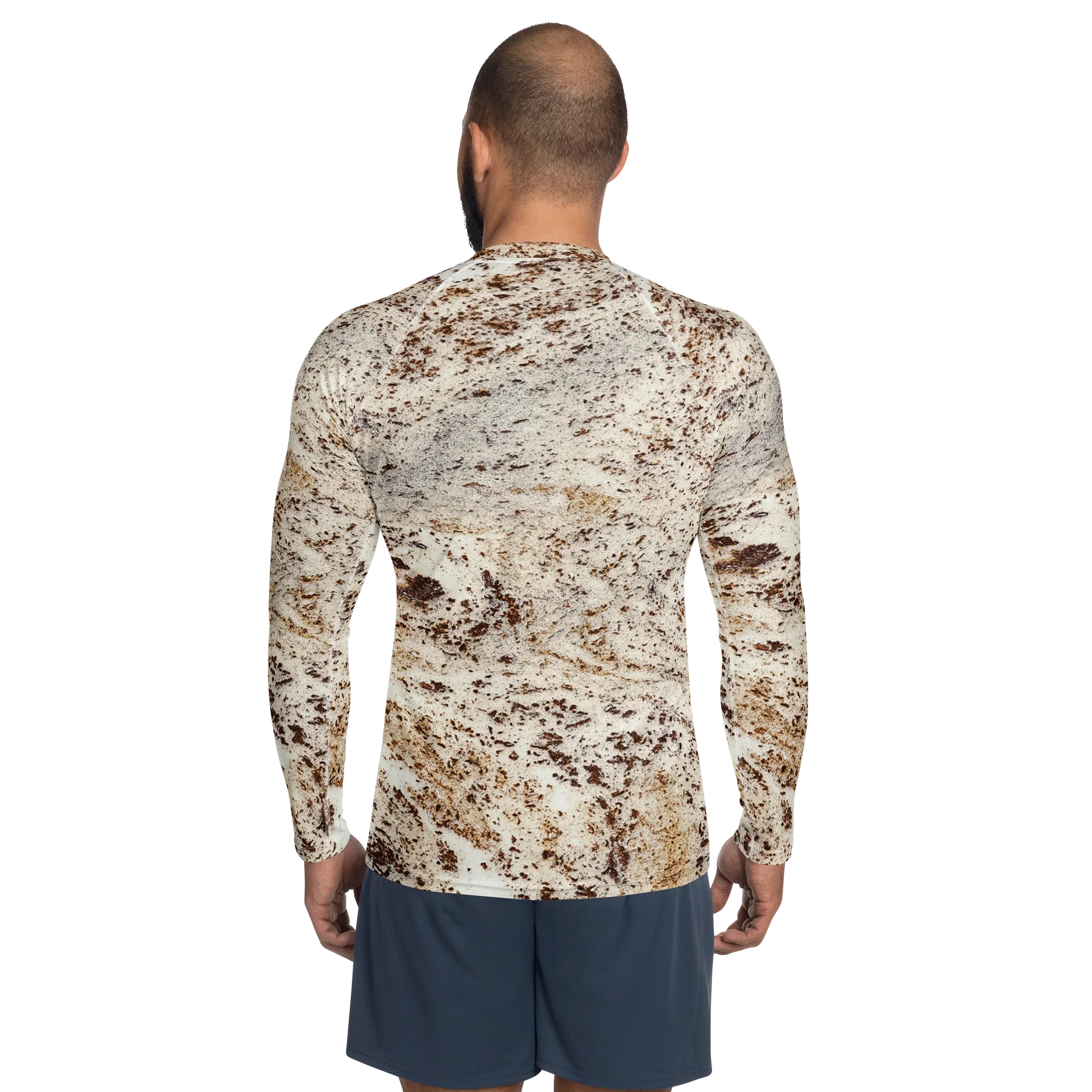 Expresso Swirl — All-Over Print Men's Dark Roast Long Sleeve Rash Guard product image (2)
