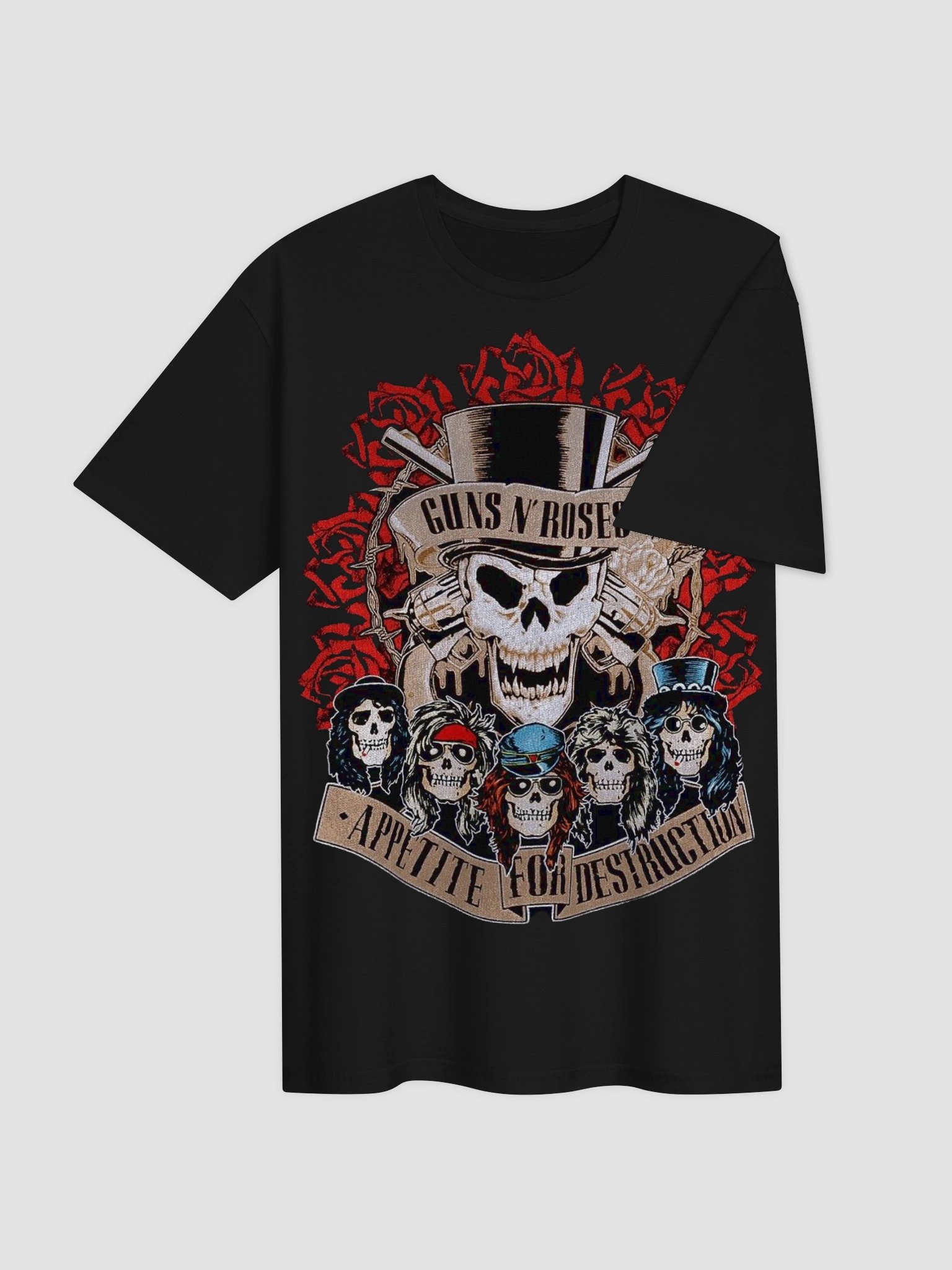 Guns N' Roses Appetite for Destruction T-Shirt | Skull Roses Crest Graphic Tee | Vintage Hard Rock Collector Shirt product image (4)
