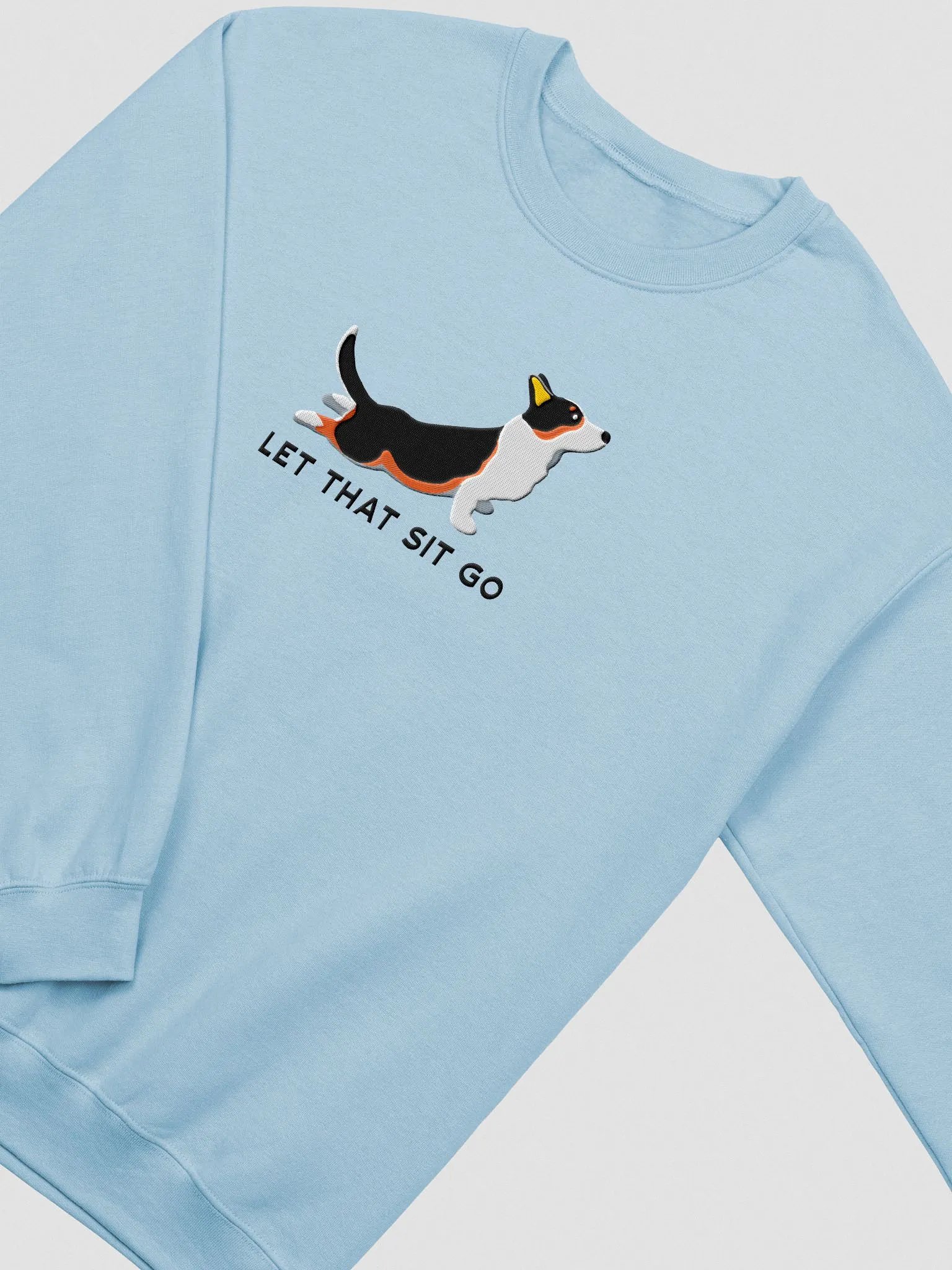 Let That Sit Go Sweatshirt (Embroidered) of a Cardigan Welsh Corgi(Tricolor) product image (5)
