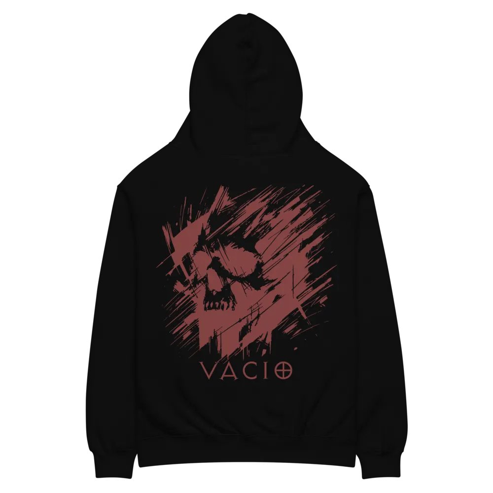 VACIO Abstract Scratch Skull Premium Relaxed Fit Hoodie (RED) product image (8)