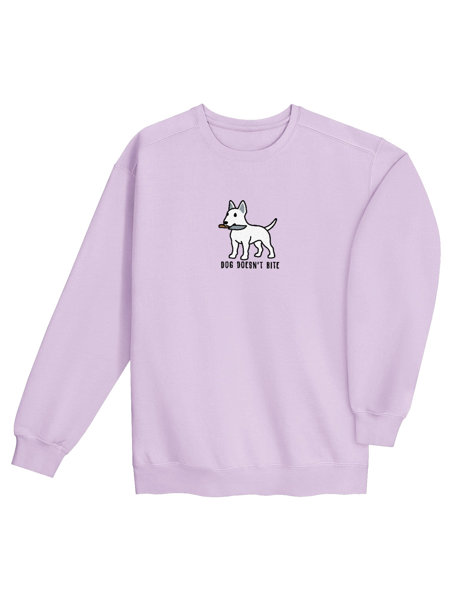 Dog Doesn't Bite Funny Chibi-Style Embroidered Premium Sweatshirt for English Bull Terrier(White) Owners product image (36)