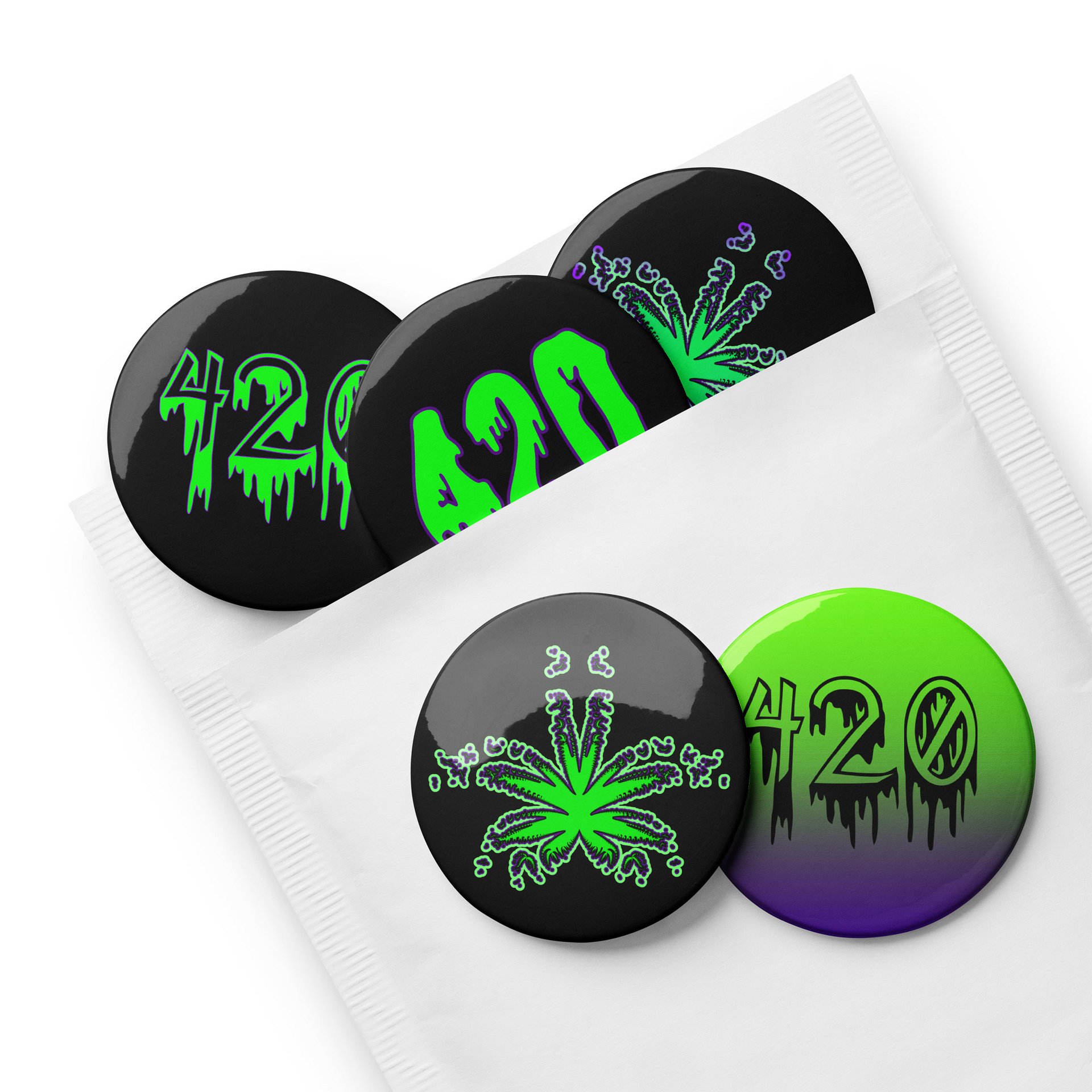 420 Green Purple Pot Leaf Pins, Creepy Cannabis Pin Button Set, Weed Lover Stoner Accessories product image (8)