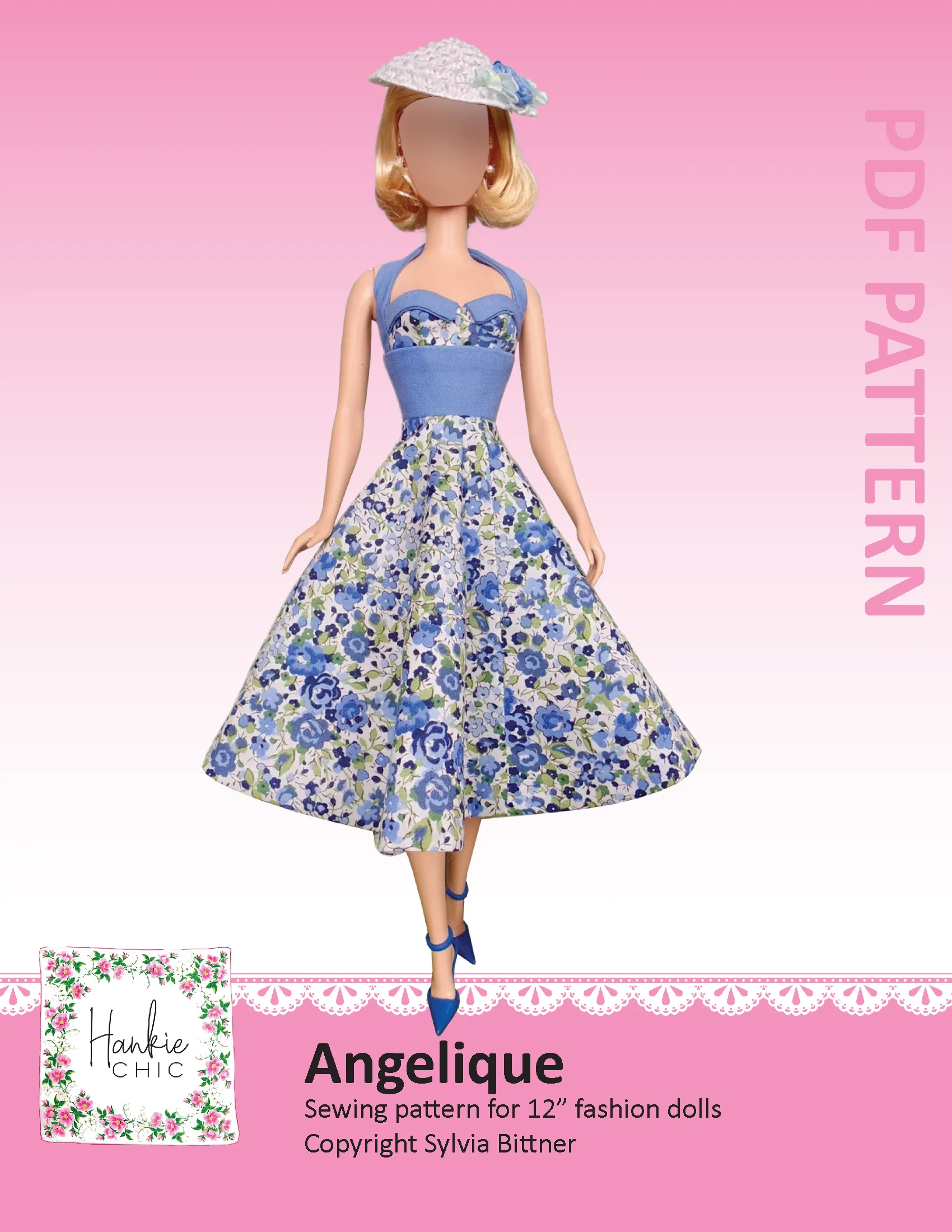 Angelique sewing pattern for 12" fashion dolls product image (1)