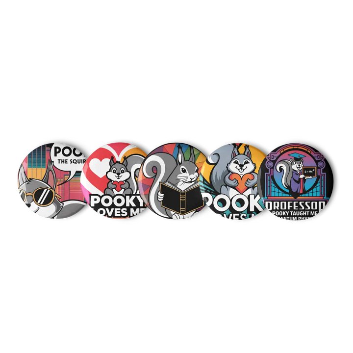 Original Pooky Artwork Buttons: Set of Five -C product image (1)
