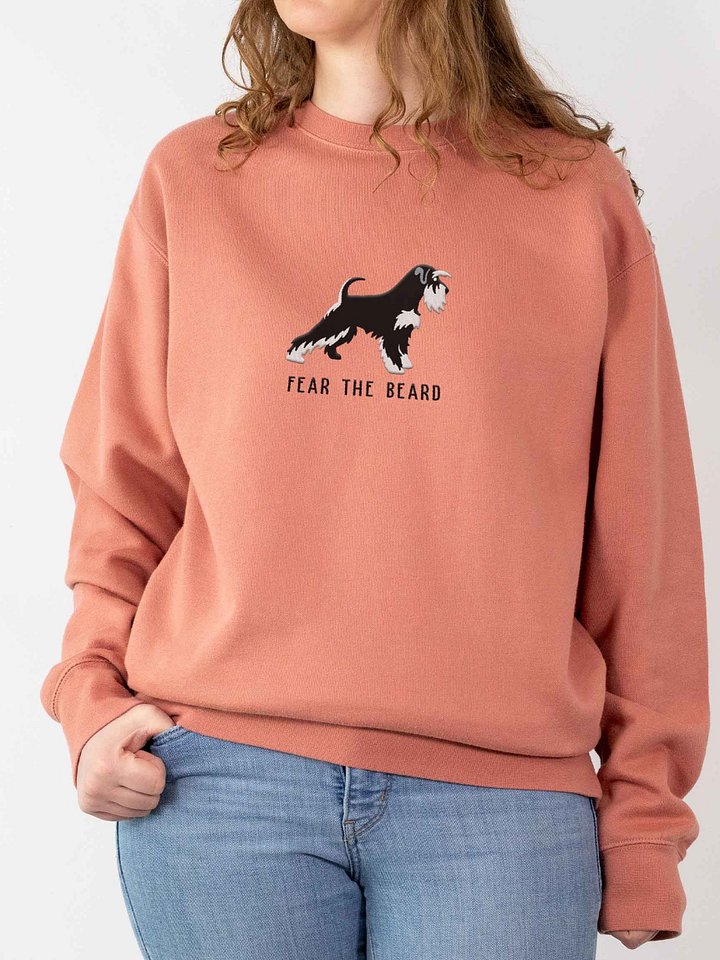 Fear the Beard Sweatshirt (Embroidered) of a Miniature Schnauzer(Black & Silver) product image (2)