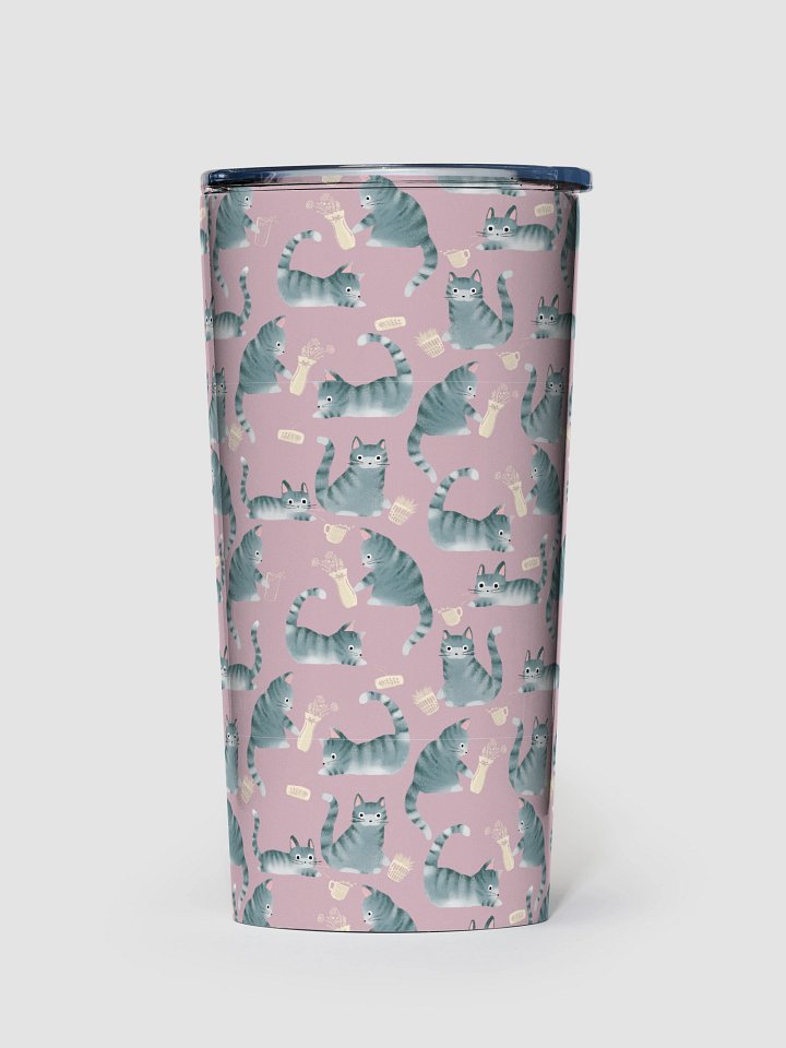 Bad Grey Tabby Cats Knocking Stuff Over Tumbler, Pink product image (1)