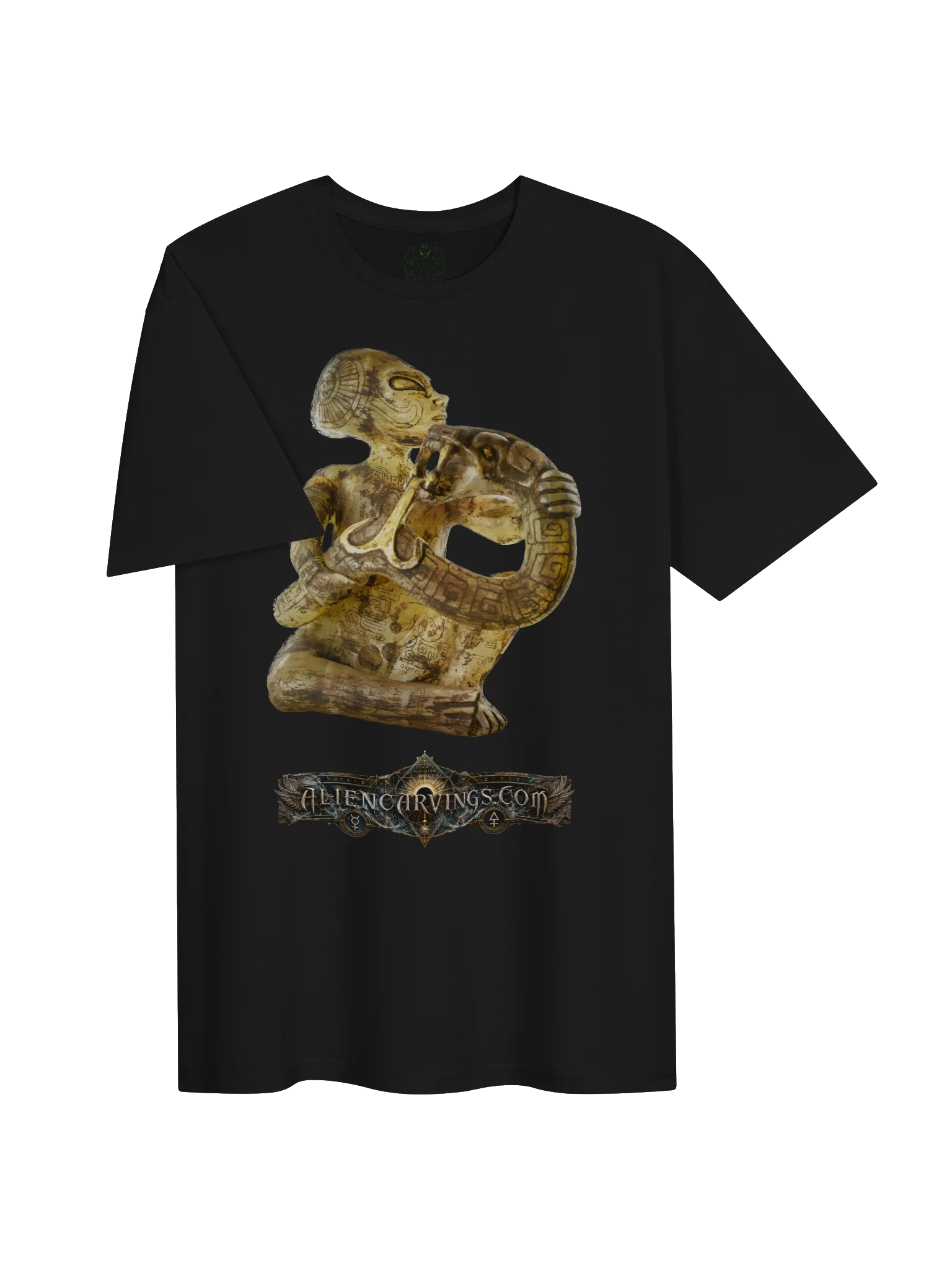 Aliencarvings.com Snake Gold Black T-Shirt product image (3)
