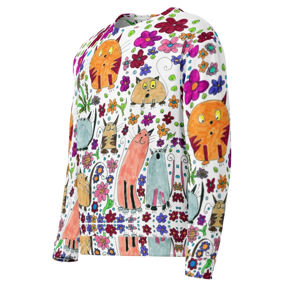Abstract Floral Doodle Art Cats Unisex Sweatshirt product image (7)
