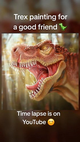 A digital painting of an tyrannosaurus using clipstudio paint for a good friend and regular stream viewer @michaelangelozo 😊🦖...