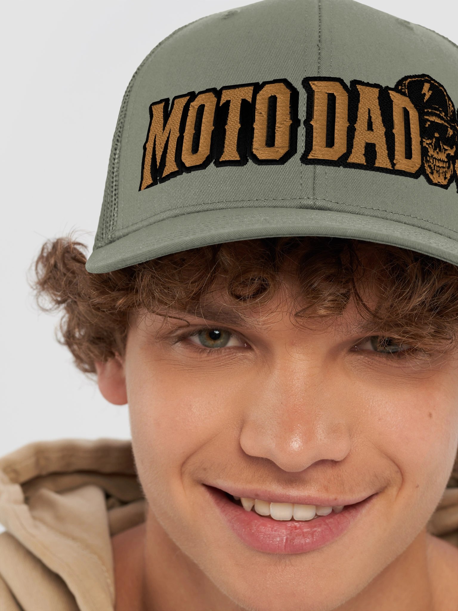 Olive & Brown Moto Dad Richardson Trucker Hat product image (8)