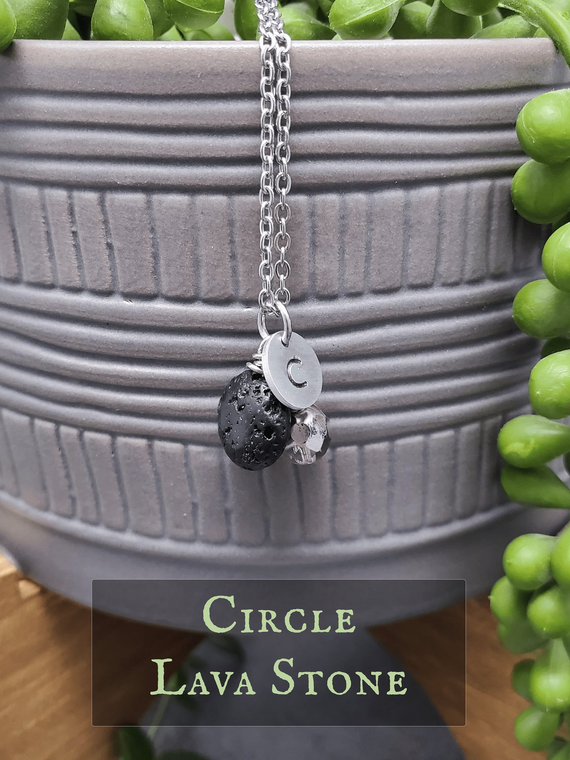 Czech Your Lava Personalized Necklace • Initial Diffuser Necklace • Minimalist Aromatherapy Jewelry product image (3)