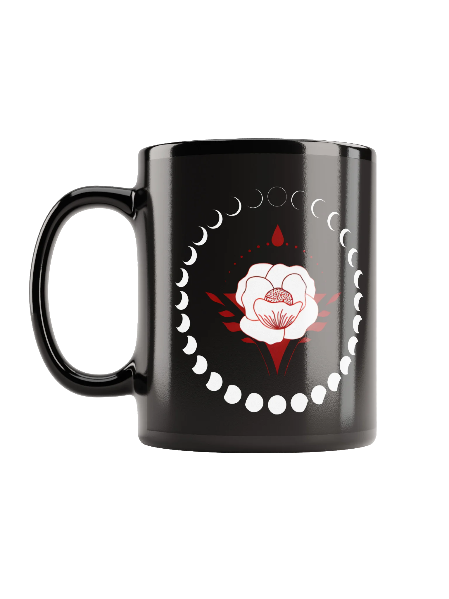 New Moon Cycle Floral Coffee Mug Black | Well Women Rising product image (1)