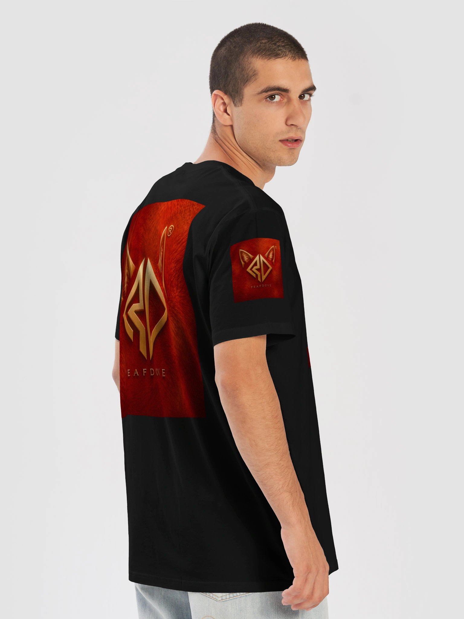 PEAFDOVE® RED CAT SIGNAL — Black Shirt product image (6)