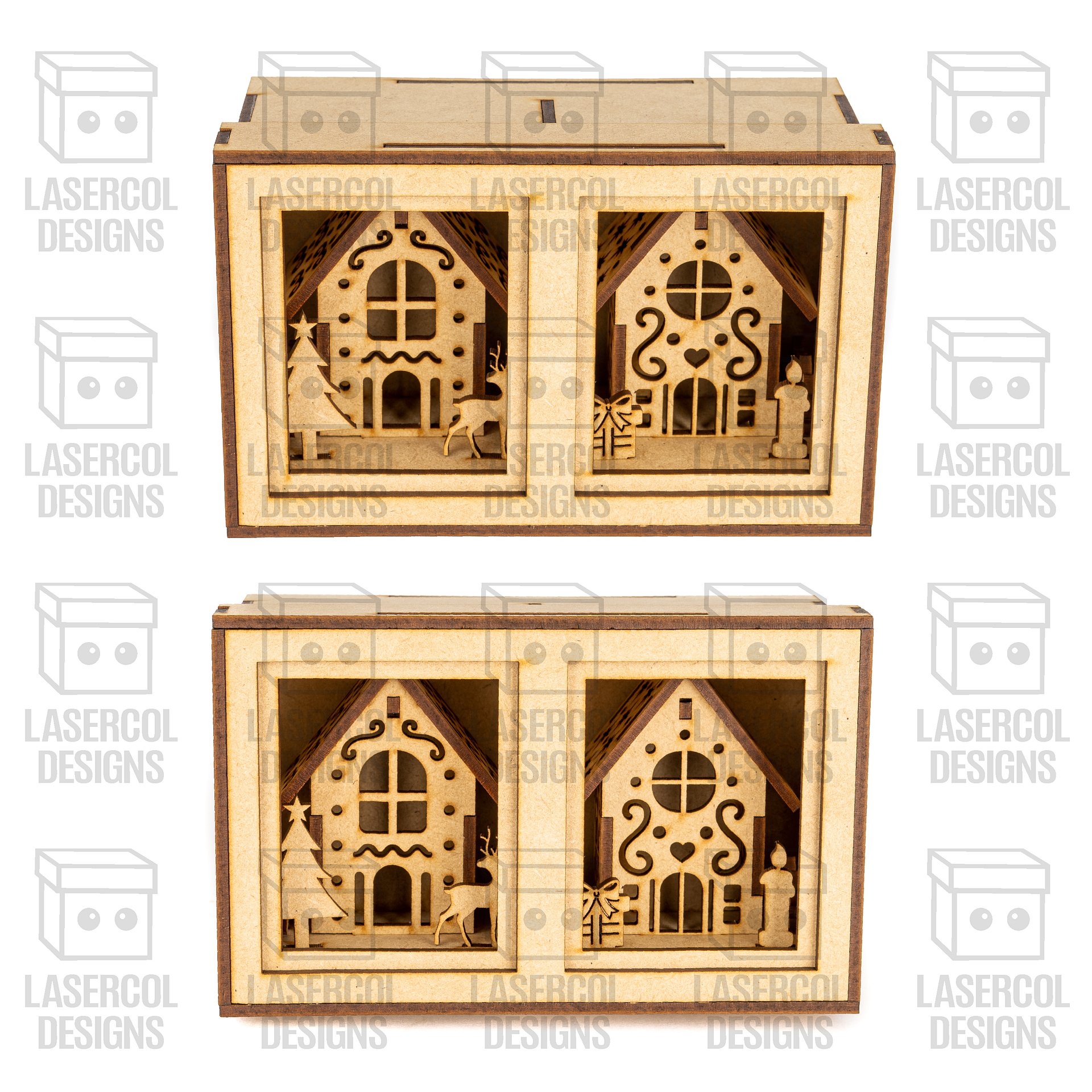 Christmas Houses Ornaments Boxes Set 2 (8 Houses Styles) - Laser Cut Files product image (7)