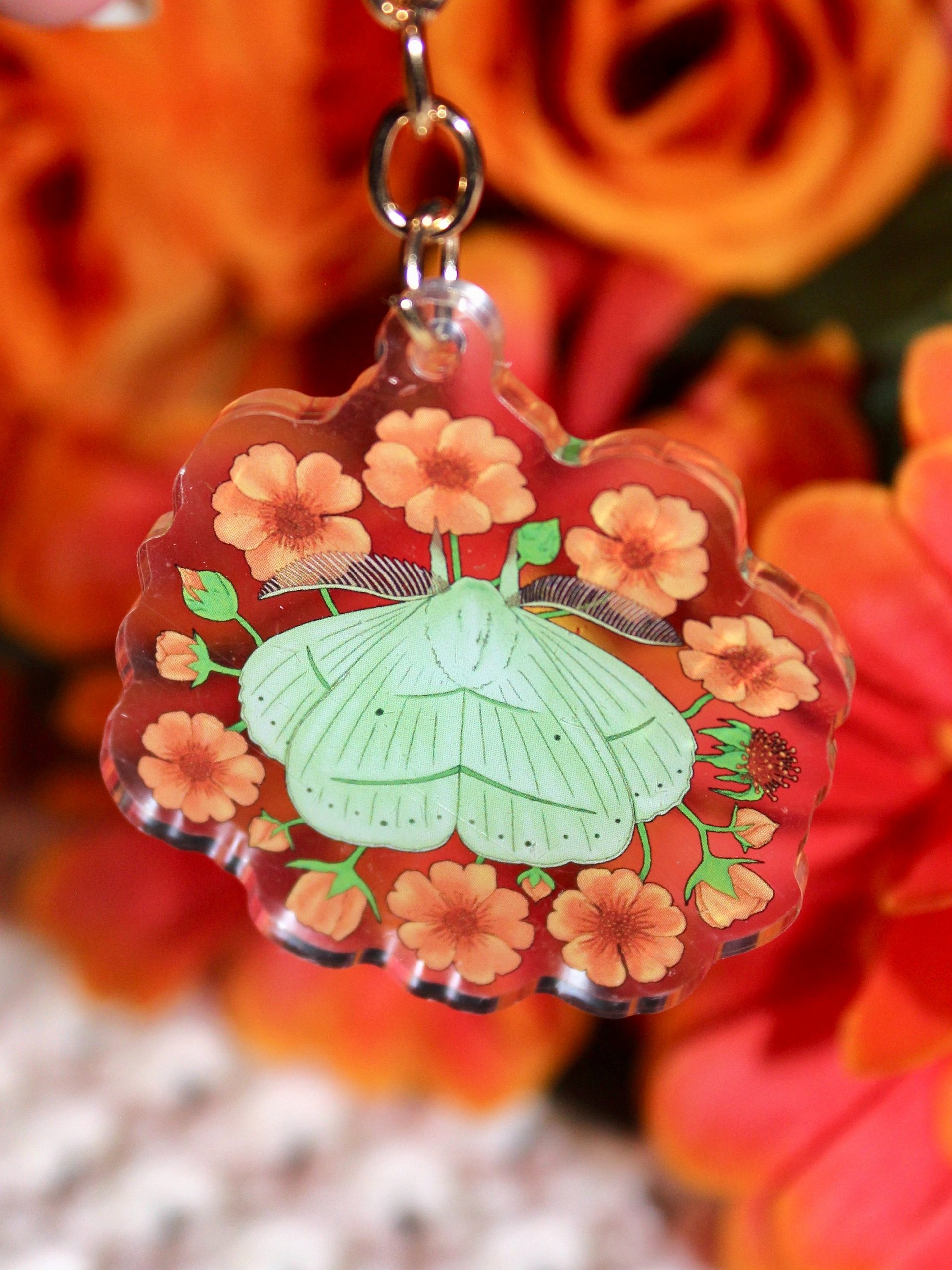 Floral Trabala Garuda Moth Acrylic Keychain product image (4)