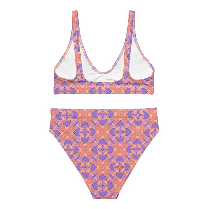 Pastel Orange and Mauve Pattern High Waisted Bikini product image (2)