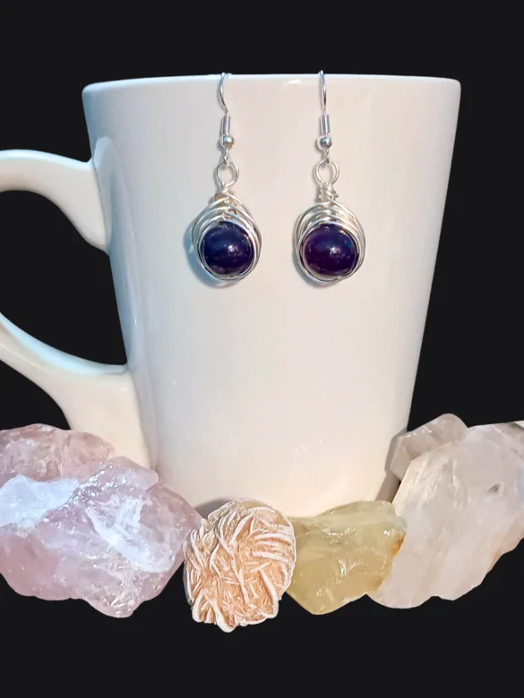 Handmade Purple Drop Earrings | Goth, Silver-Tone | Purplelicious Dreamweaver product image (4)