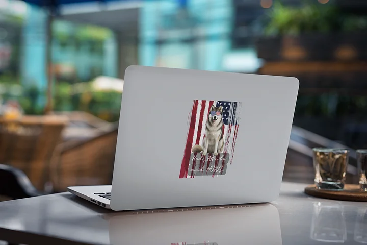 Alaskan Malamute American Flag Pun Sticker product image (1)