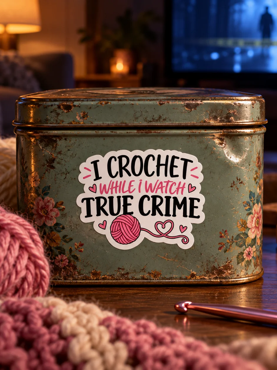 I Crochet While I Watch True Crime Sticker product image (1)