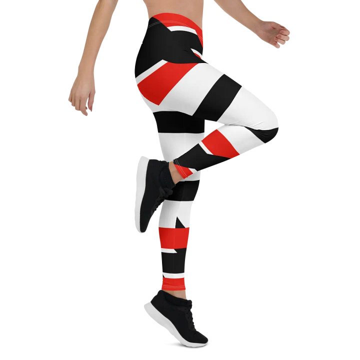 Black/Red/White Bent Line Leggings product image (2)