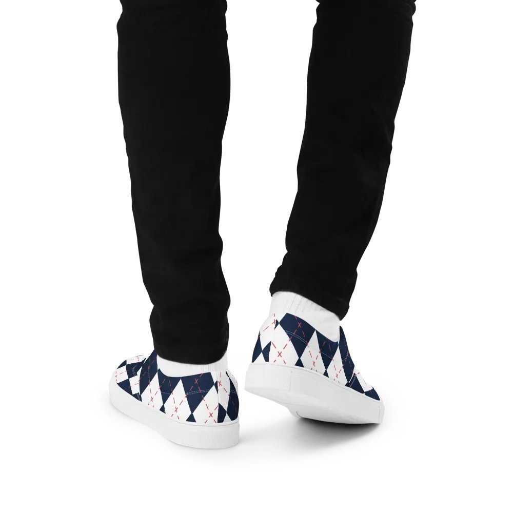 Harlequin Blue Diamond Men's Lace -Up Canvas Shoes product image (7)