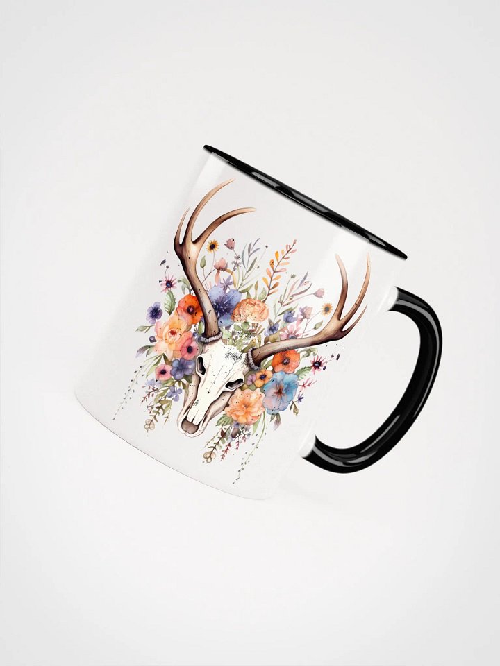 Floral Deer Skull Ceramic Mug product image (1)