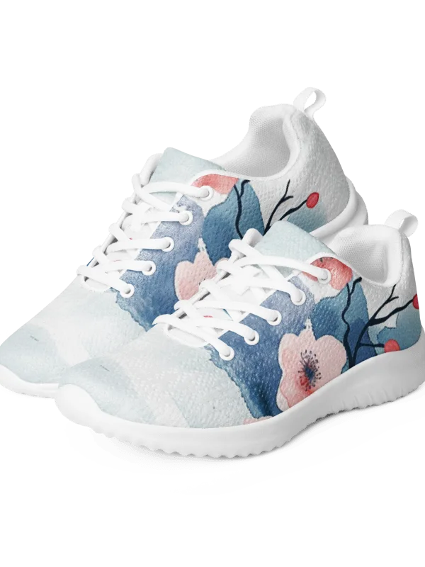 Watercolor Cherry Blossom Women's Athletic Shoes | Pastel Floral Sneakers product image (1)