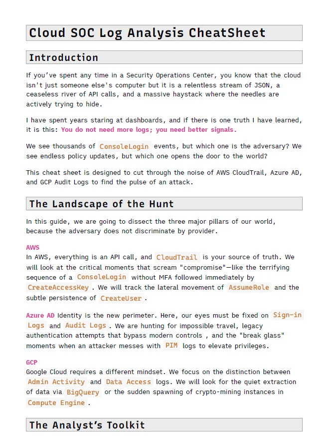 Cloud SOC Analyst Cheat Sheet | Log Analysis product image (2)