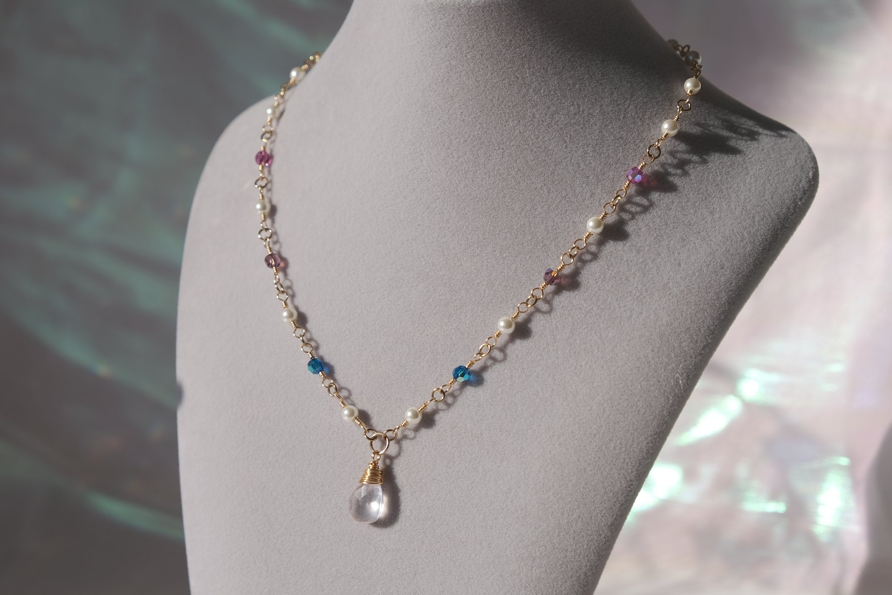 Bi pride - Rose quartz pendant necklace product image (3)
