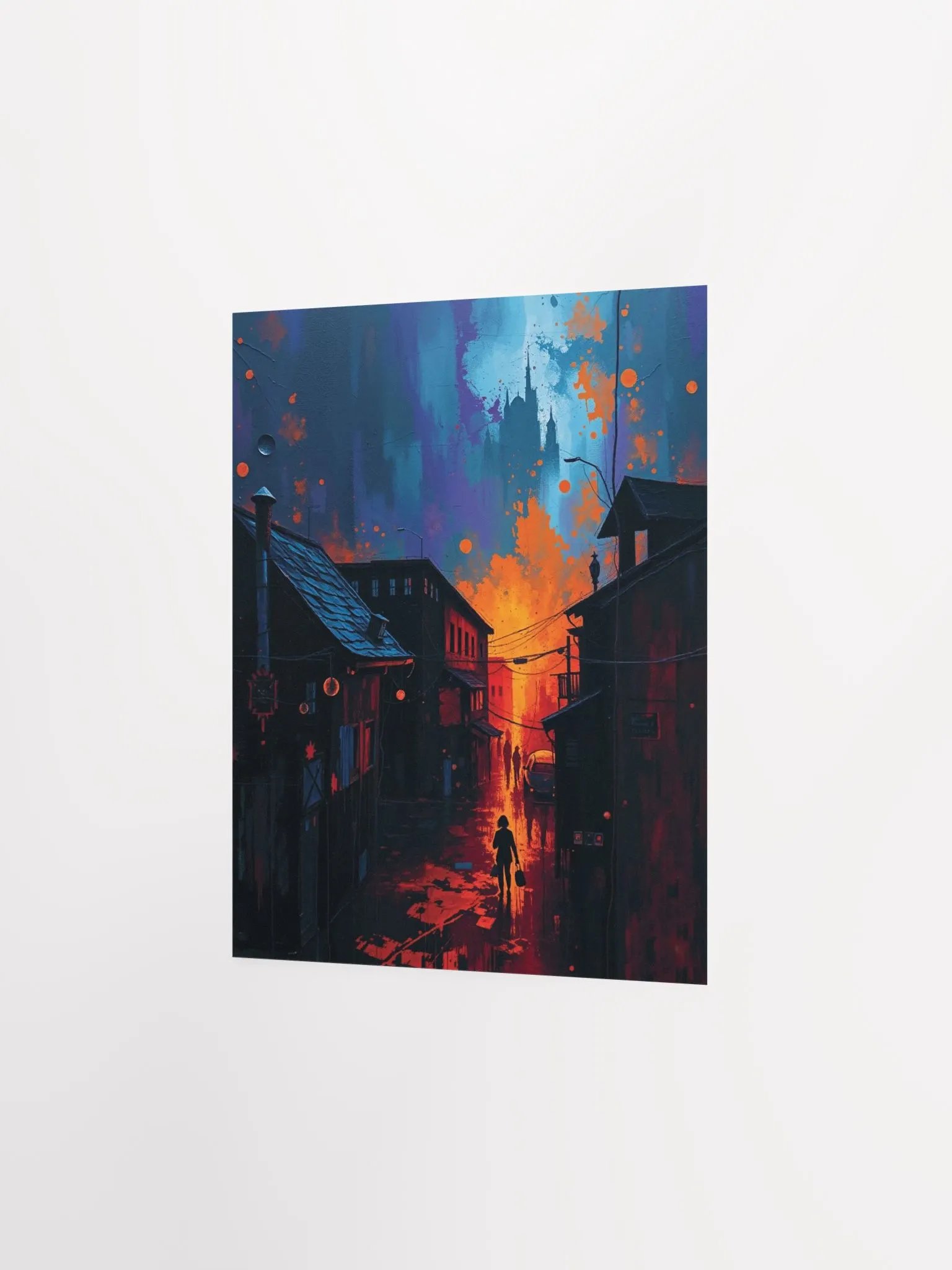 Fiery Street Scene Matte Poster product image (1)