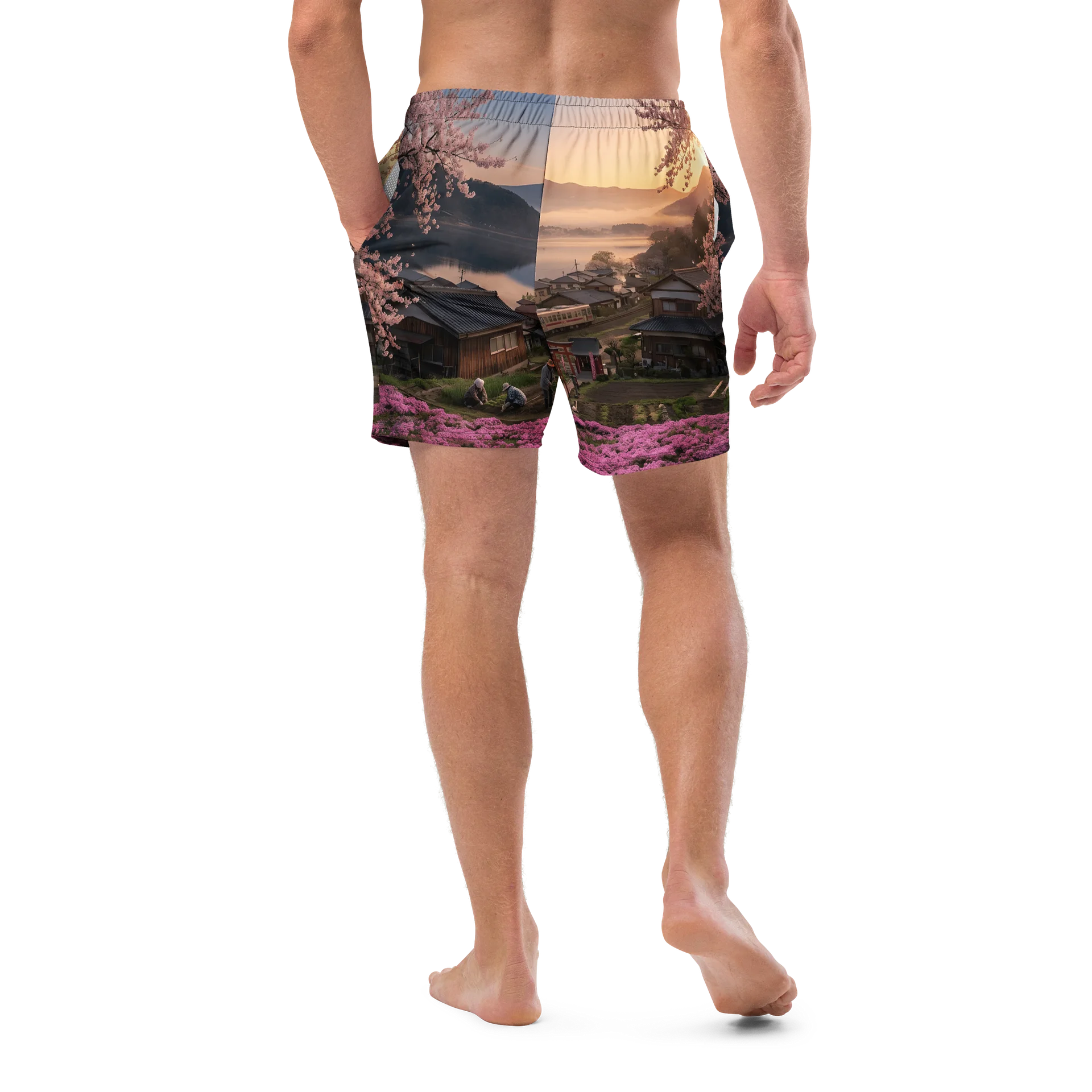 Mount Fuji Village Pink Moss Swim Trunks product image (10)