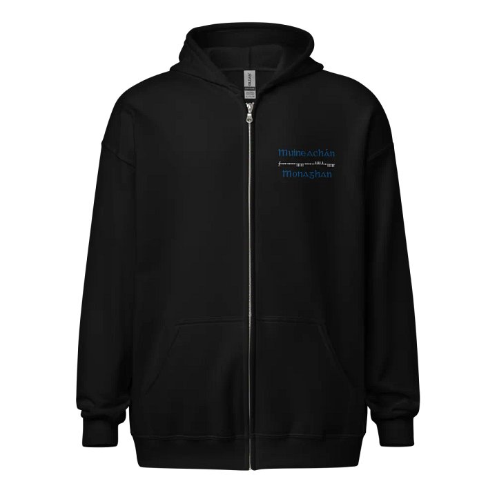 Monaghan/Muineachán Scholastic style Ogham embroidered Zip Hoodie product image (1)