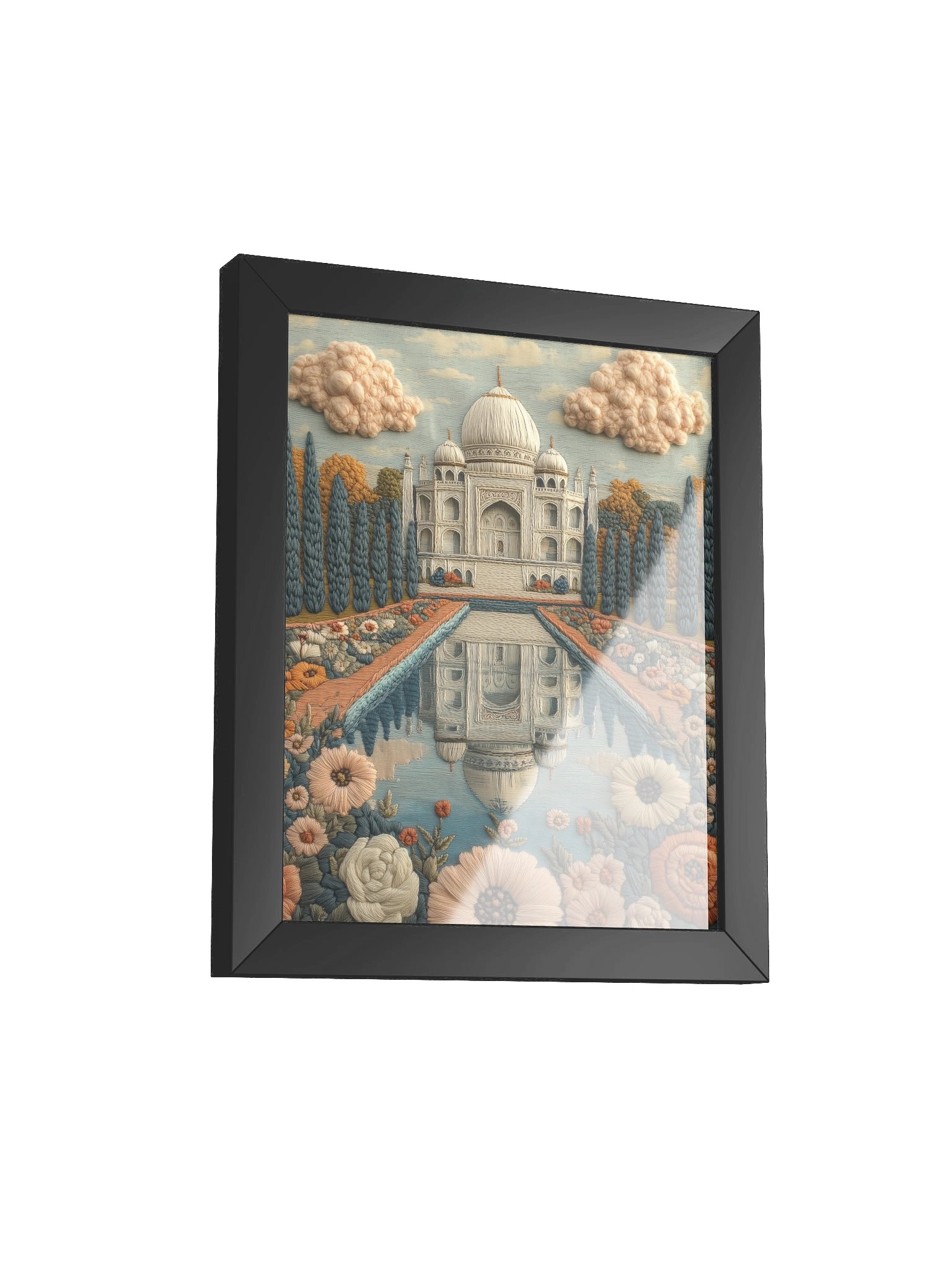 A Dream of the Taj Mahal | Embroidery-Style Wall Art — Framed Print product image (50)