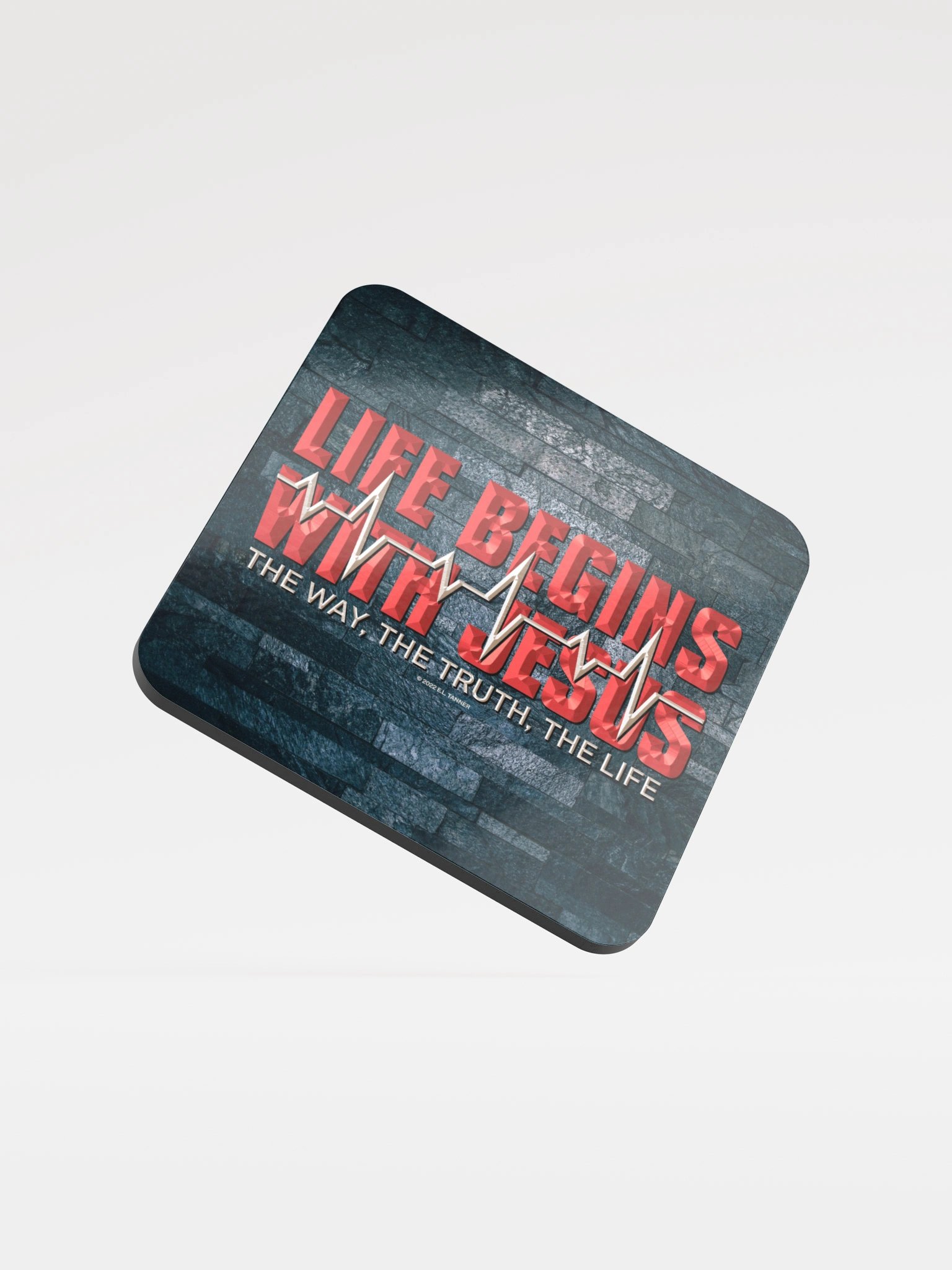Life Begins with Jesus, Blk Coaster BV product image (1)