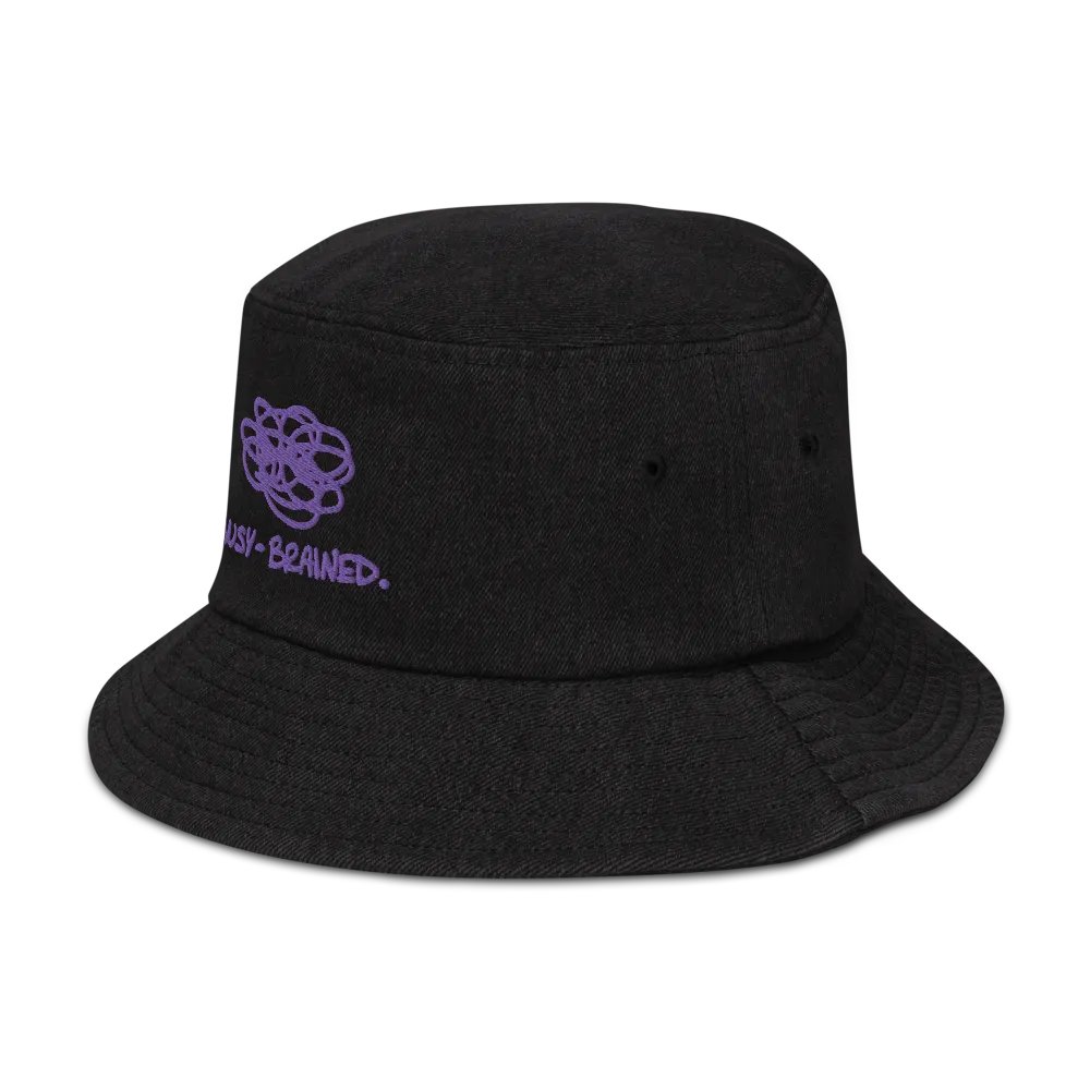 BUSY-BRAINED (purple) embroidered denim bucket hat product image (7)