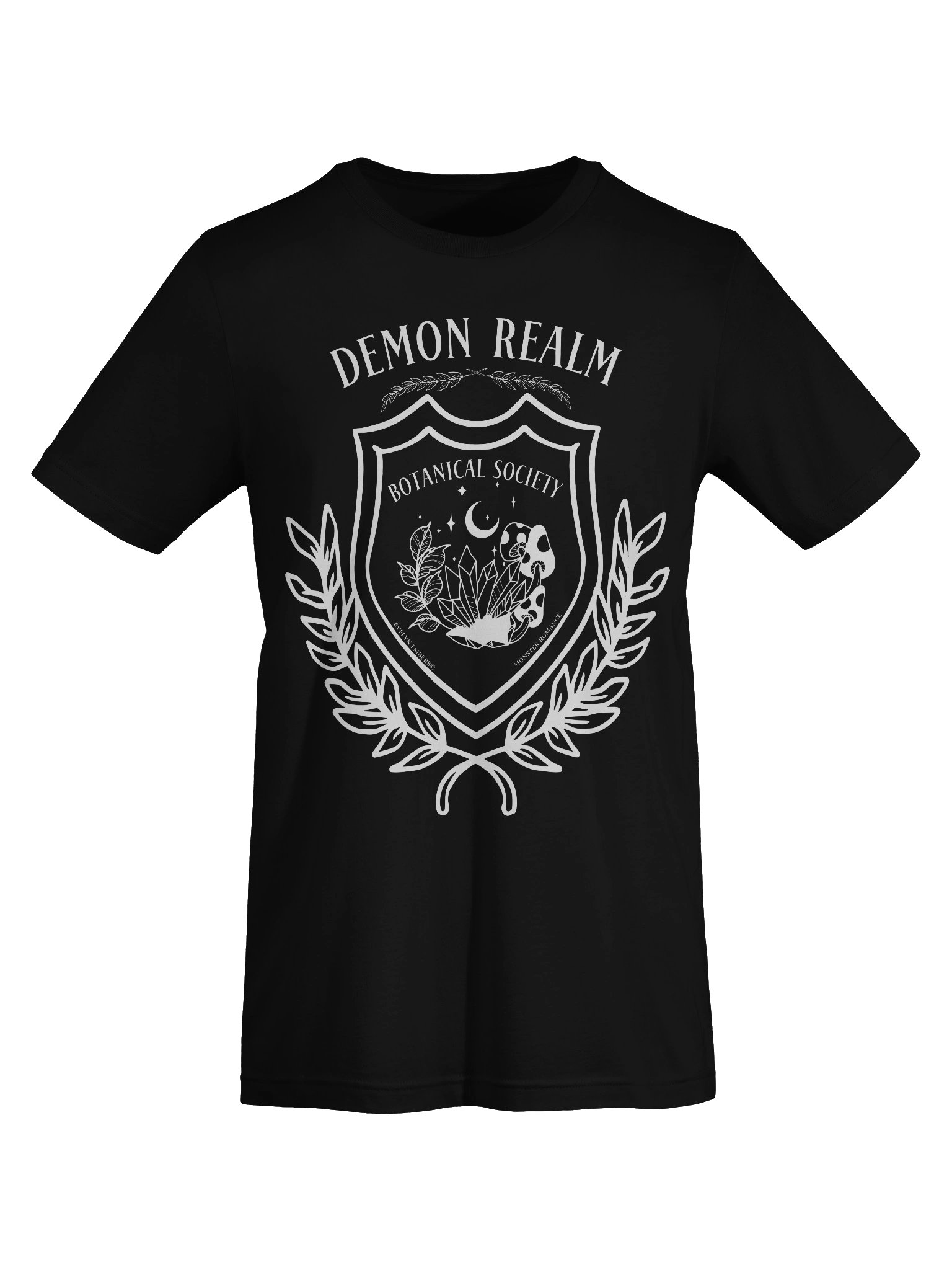 "Demon Realm Botanical Society" Bella+Canvas T-Shirt - white text on dark colors product image (55)