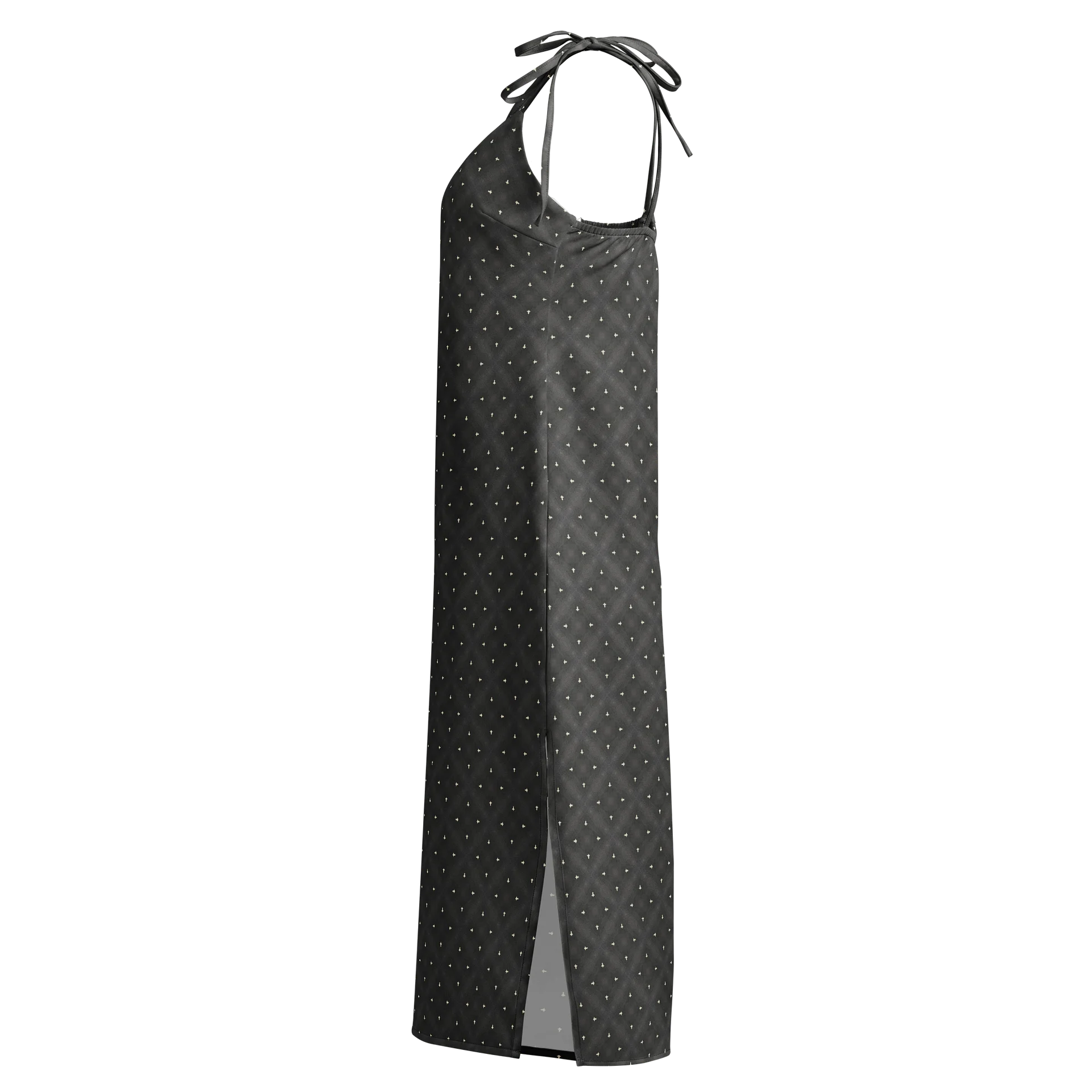 Dark Gray Textured All-Over Print Slip Dress product image (8)