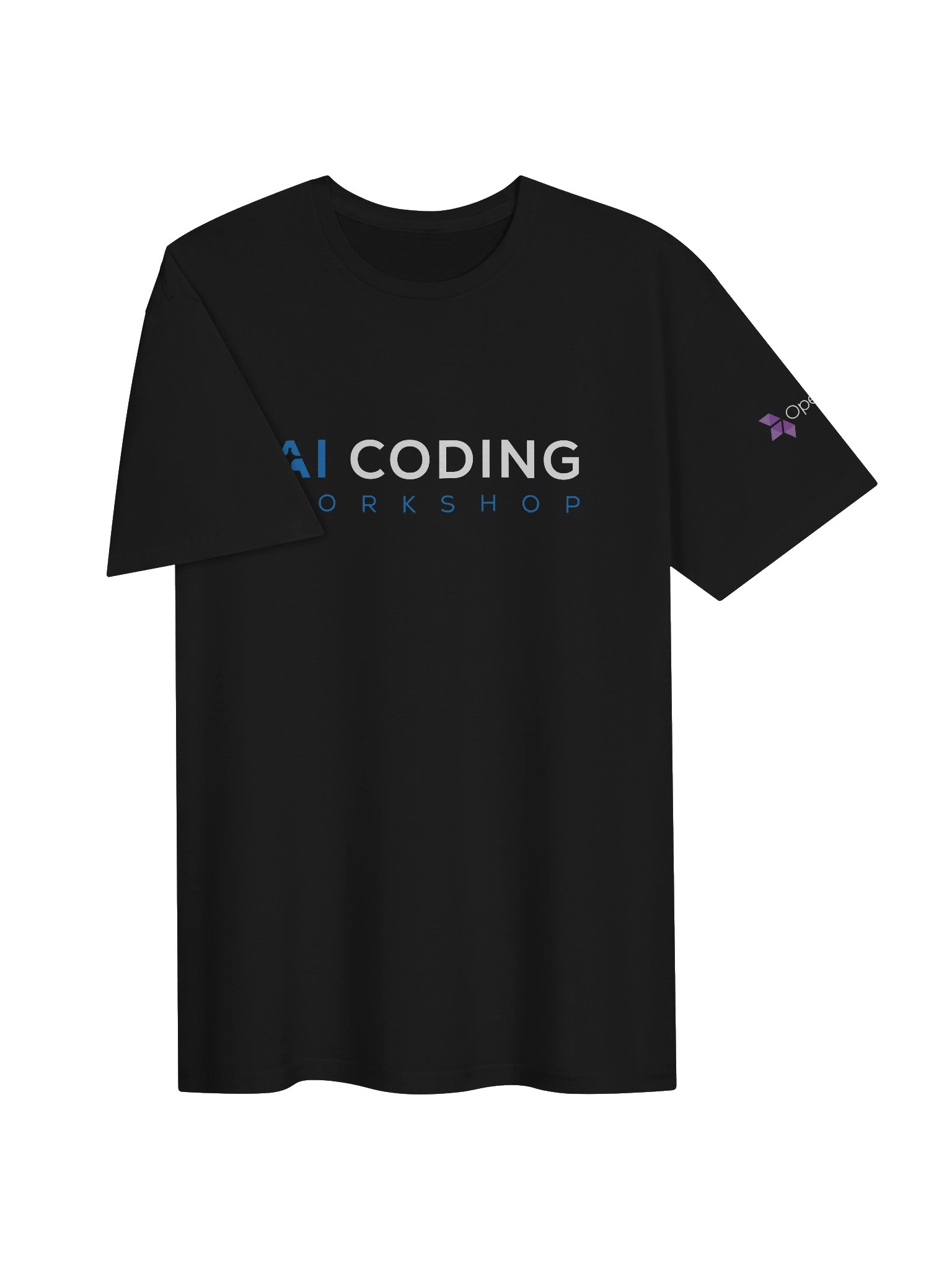 AI coding workshop black t-shirt product image (3)