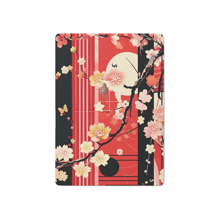 Japanese Cherry Blossom Playing Cards | Crimson Sakura Moon Ukiyo-e Poker Deck product image (2)