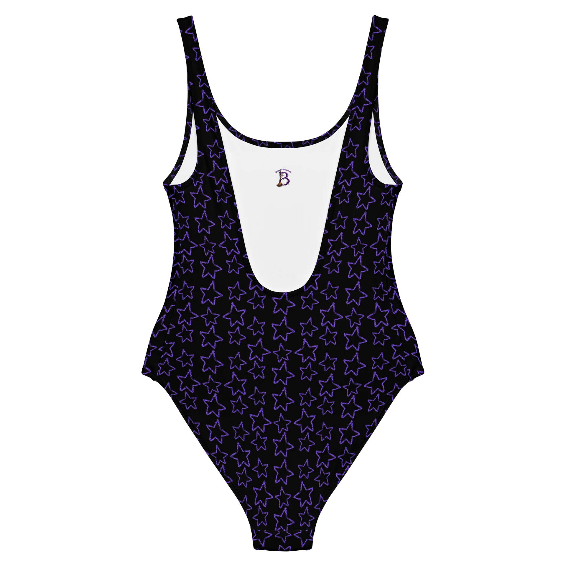 Midnight Stardust One-Piece Swimsuit – Black & Purple Star Print product image (7)