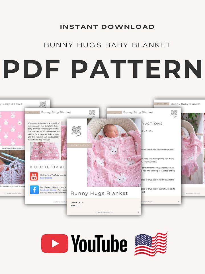 Bunny Hugs Baby Blanket Crochet Pattern product image (2)