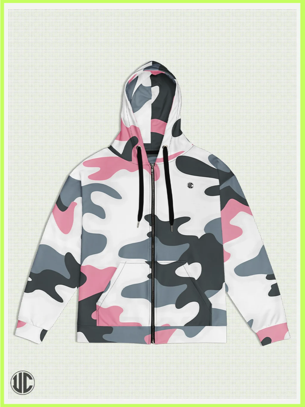 UnkoCon – Bubblegum Pink Urban Camo Zip Hoodie product image (1)