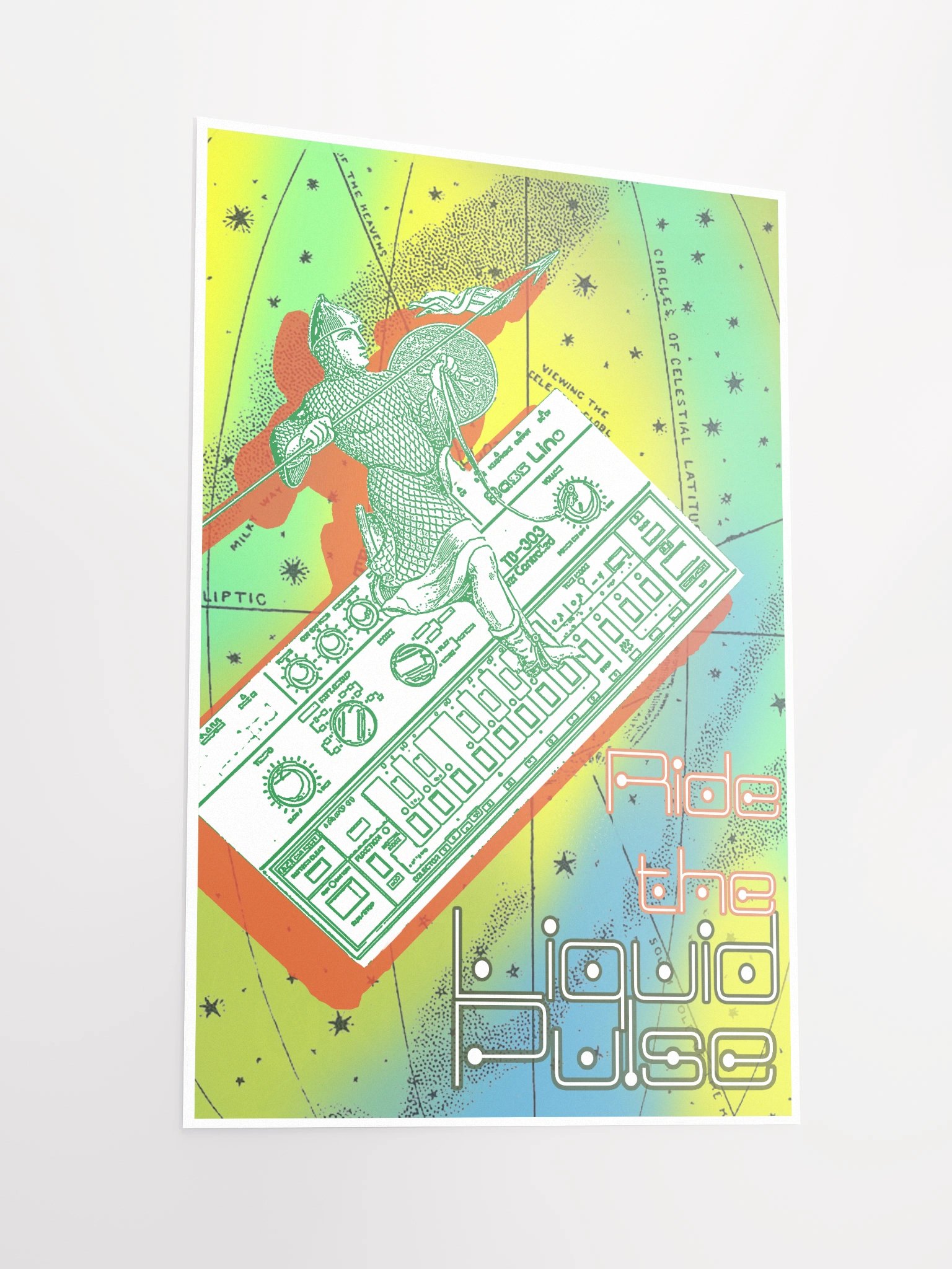 Ride the Liquid Pulse, tb-3-0-3 tribute, by Frank Fonik, Techno EDM Matte Paper Poster product image (1)