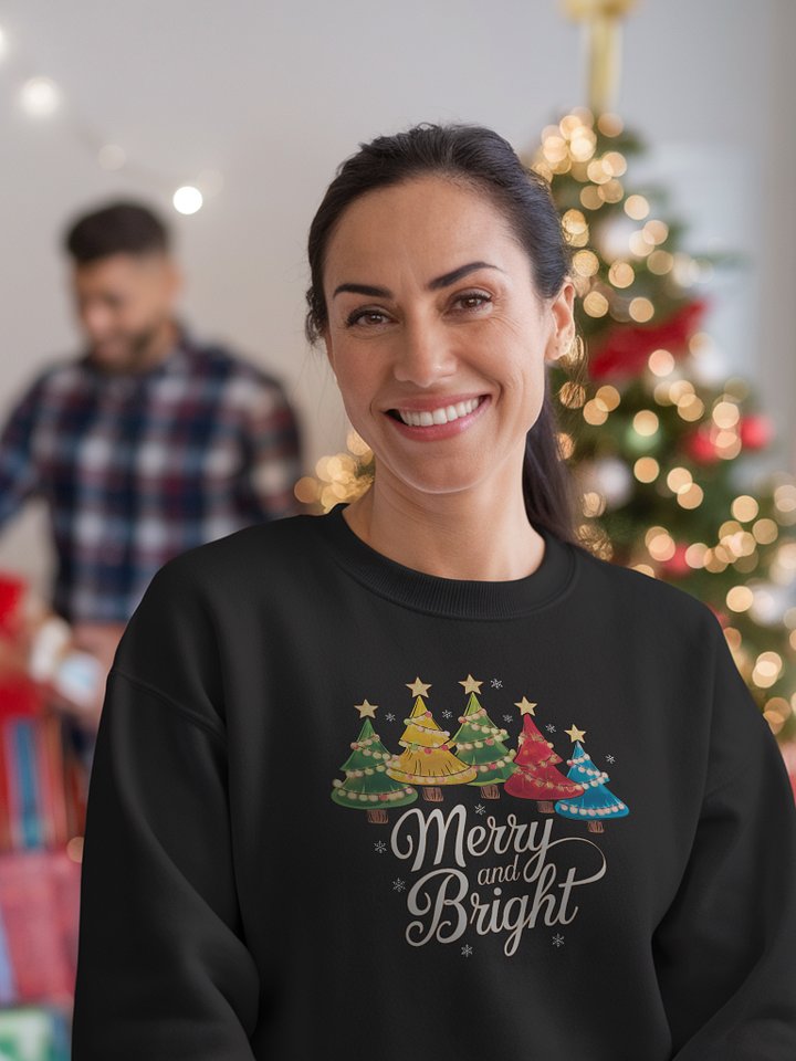 Merry and Bright Christmas Tree Crewneck Sweatshirt product image (1)